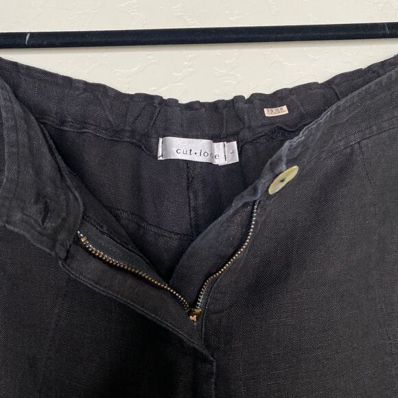 Cut.loose Black 100% Linen Cargo Wide Leg Pants Lagenlook Large - Picture 4 of 10